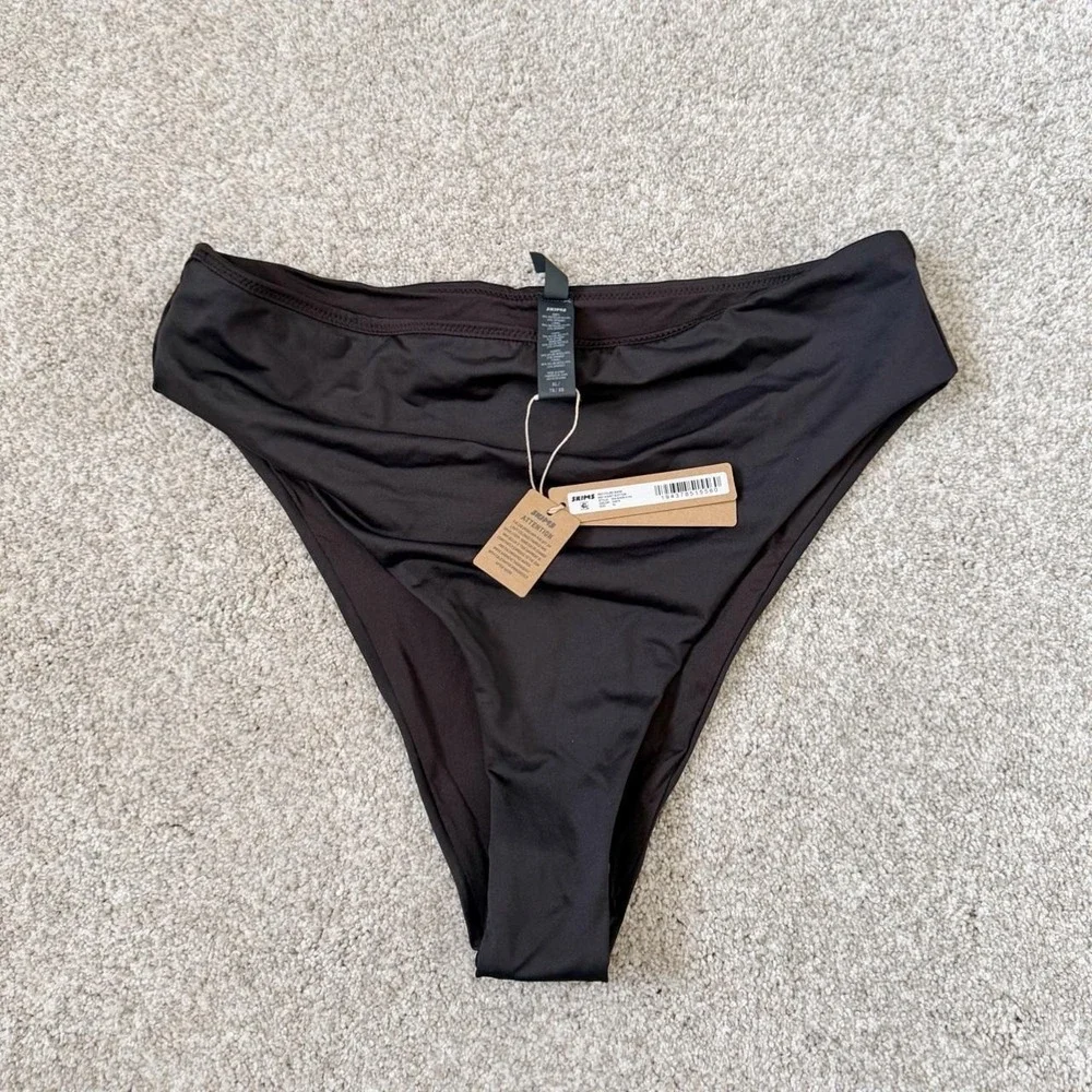 SKIMS Recycled Swim Mid Waist Bottoms Onyx XL NWT